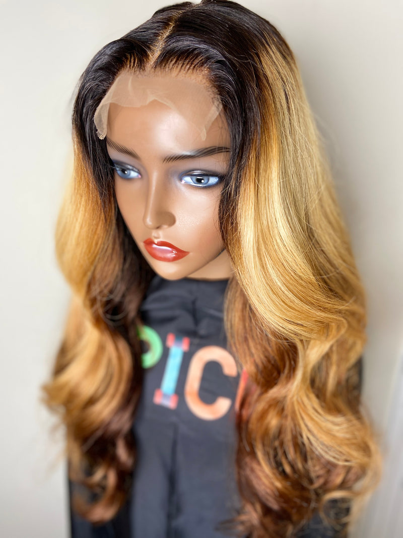 22” Blonde and Brown Lace Closure Unit